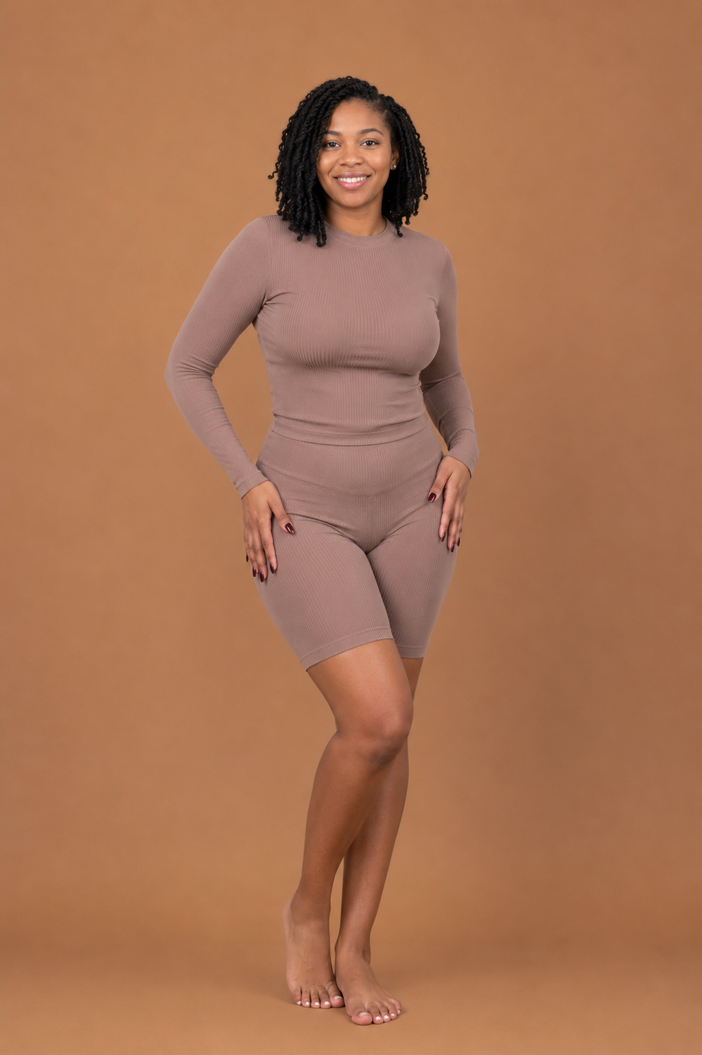 Buttery Soft Mock Neck Biker Set - Vanilla