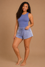 Coastin' Acid Wash Shorts Set - Marlin